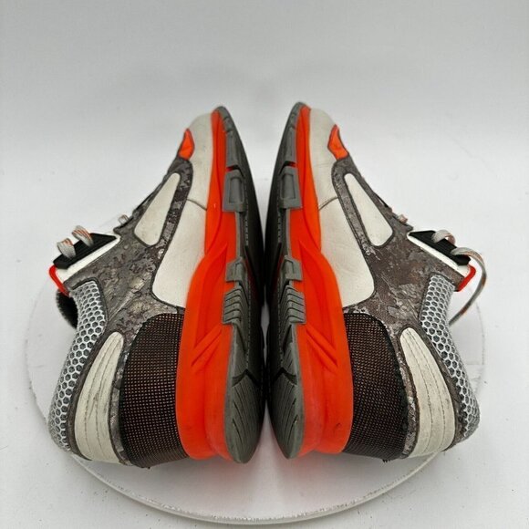 Lanvin Men Size 8 Silver Metallic White Orange Mesh Low Trainer Running Shoes - Picture 8 of 14